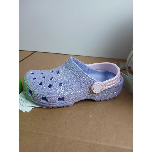 NWT Crocs Kids Glitter Galore Clog Mystic Purple Sparkly Comfort Shoes Size C13 - Picture 1 of 3